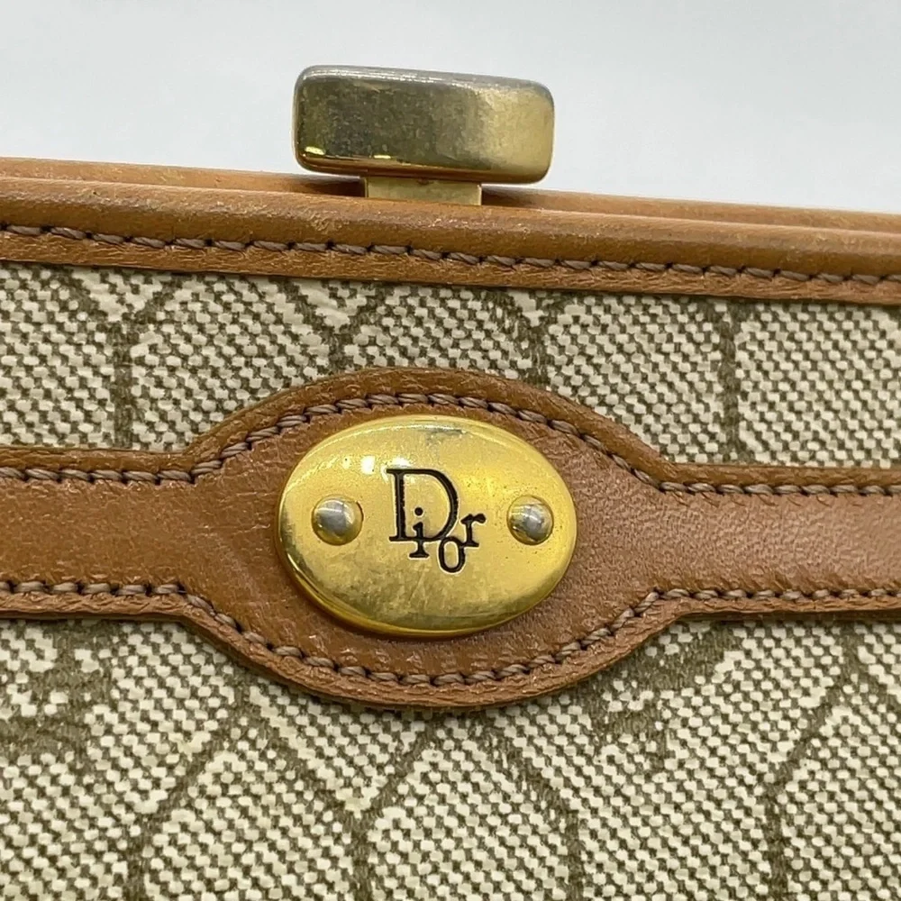 Christian Dior Honeycomb Beige PVC Mini Purse Coin Case